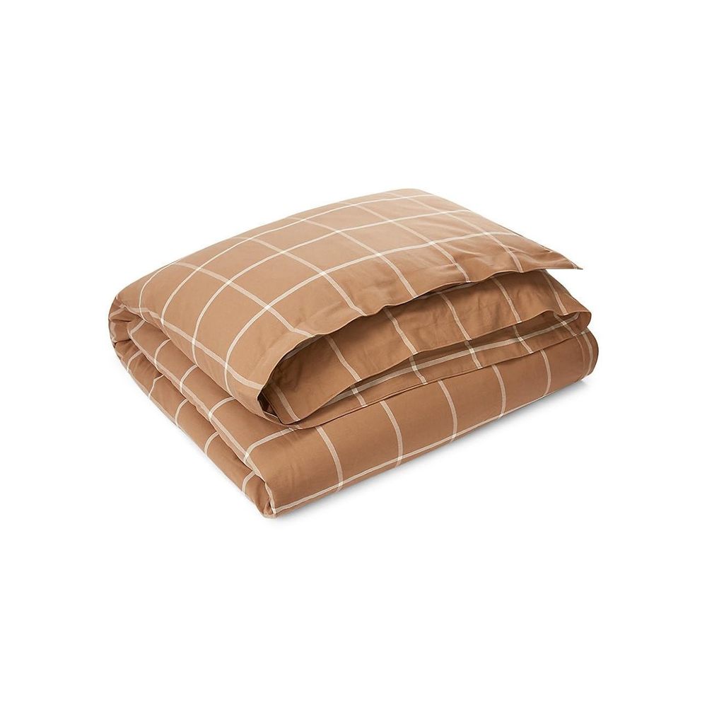 Ralph Lauren Modern Equestrian Windowpane Duvet Cover Camel Full / Queen